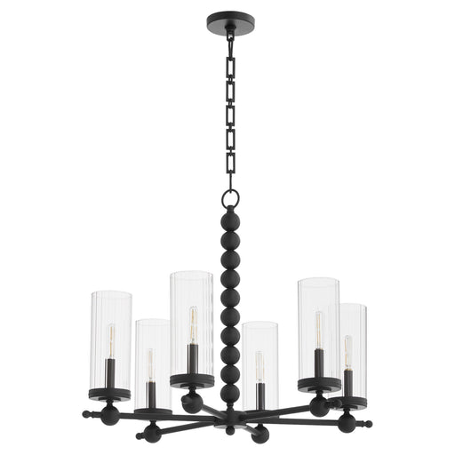 Lee Boulevard 6 Light Glass Chandelier in Matte Black