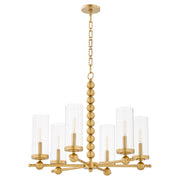 Lee Boulevard 6 Light Glass Chandelier in Aged Brass