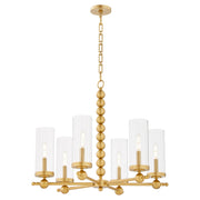 Lee Boulevard 6 Light Glass Chandelier in Aged Brass