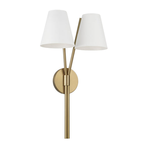 Cami 2-Light Wall Sconce in Aged Brass and White