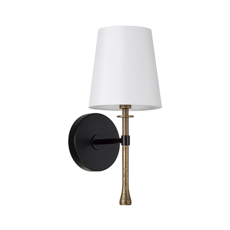 Hollis Wall Sconce in Matte Black with Hammered Gold