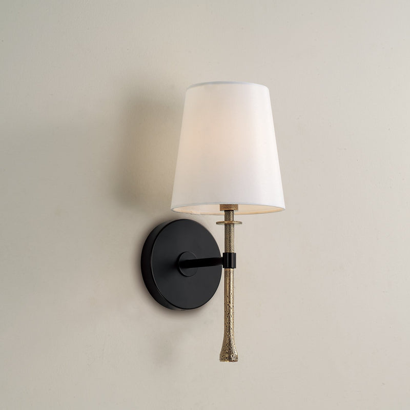 Hollis Wall Sconce in Matte Black with Hammered Gold