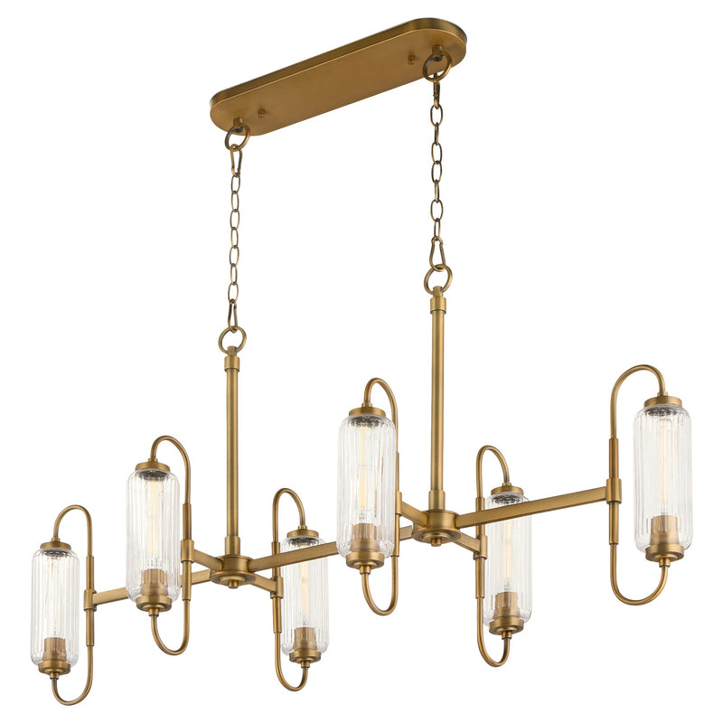 Whitmire 6 Light Linear Chandelier in Brushed Brass