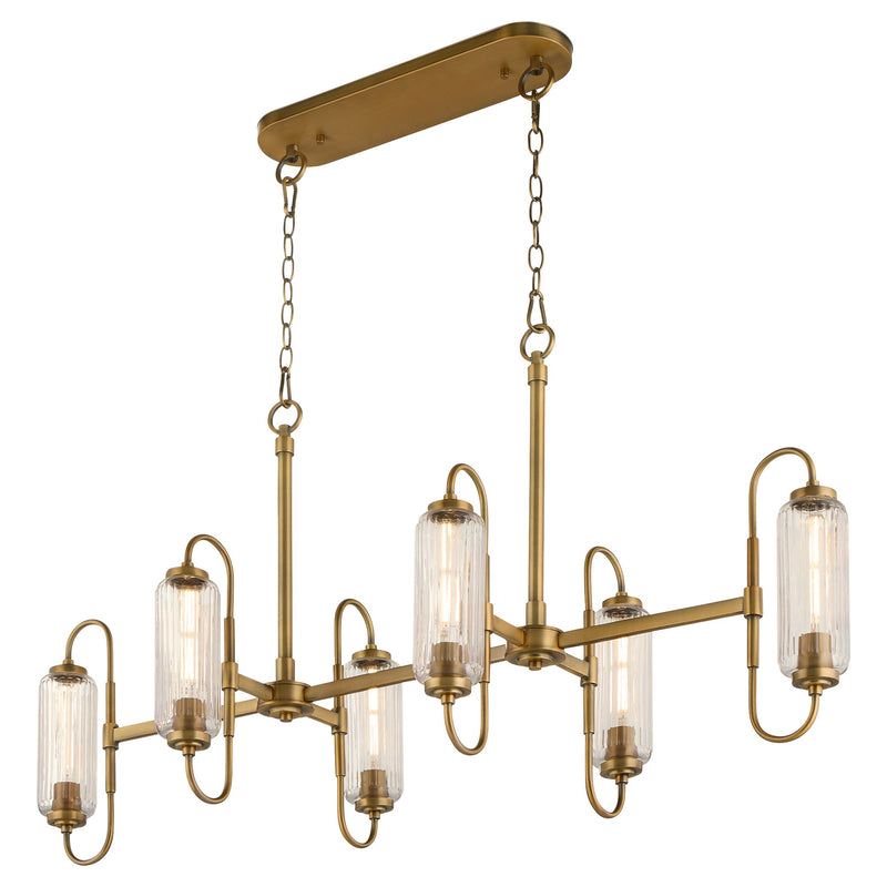Whitmire 6 Light Linear Chandelier in Brushed Brass