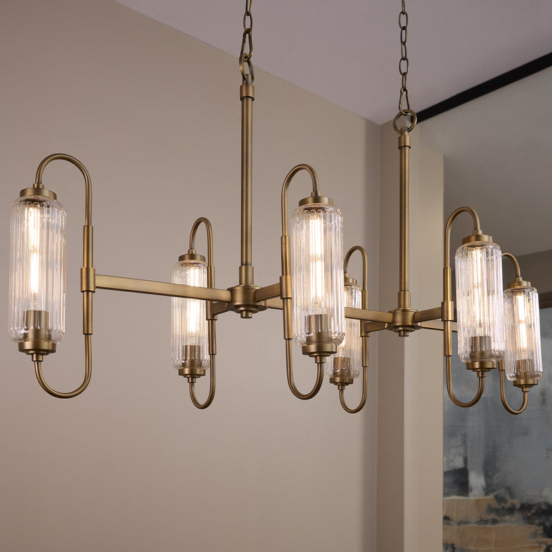 Whitmire 6 Light Linear Chandelier in Brushed Brass
