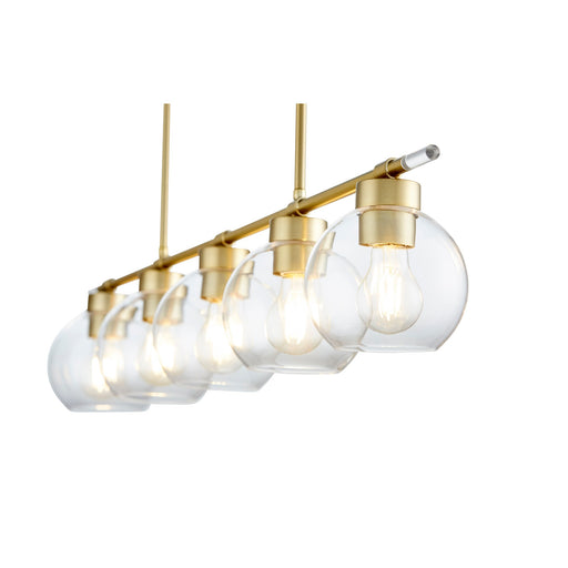 Volán 5 Light Linear Chandelier in Aged Brass