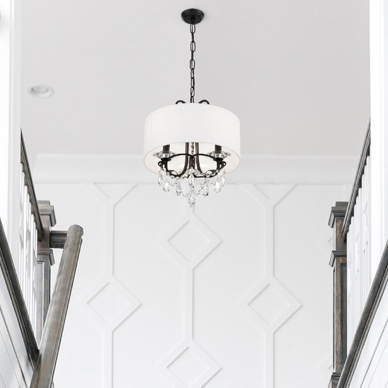 Othello 3 Light 14" Chandelier in Matte Black in a room setting