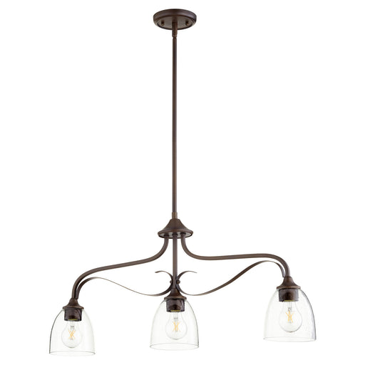 Jardin 3 Light Linear Chandelier in Oiled Bronze w