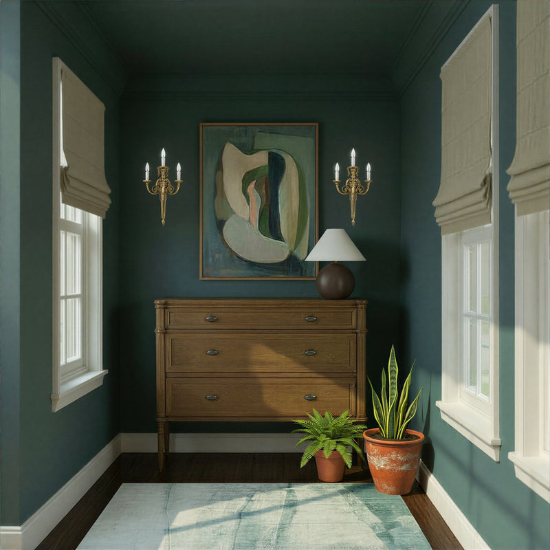 Loxley 3 Light 12.75" Sconce in Matte Brass in a room setting