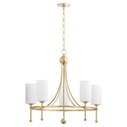 Lee Boulevard 5 Light Bead Chandelier in Aged Brass