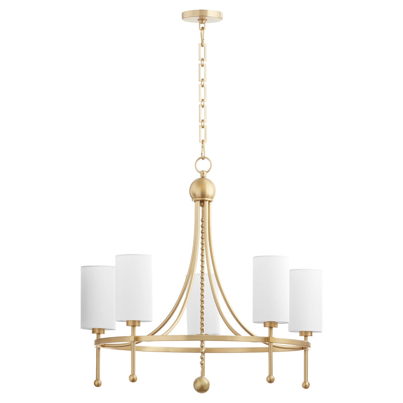 Lee Boulevard 5 Light Bead Chandelier in Aged Brass