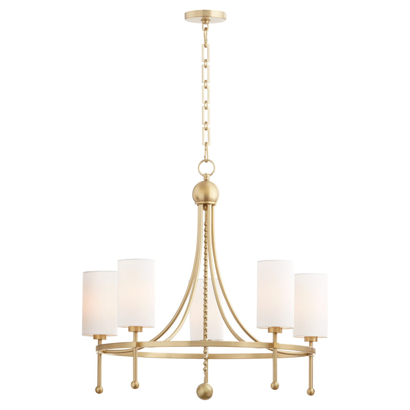 Lee Boulevard 5 Light Bead Chandelier in Aged Brass