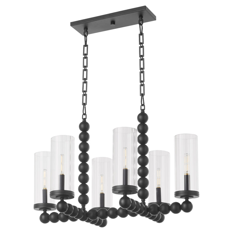 Lee Boulevard 6 Light Linear Chandelier in Matte Black