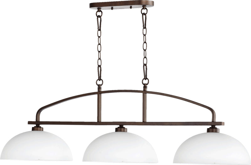 Reyes 3 Light Linear Chandelier in Oiled Bronze