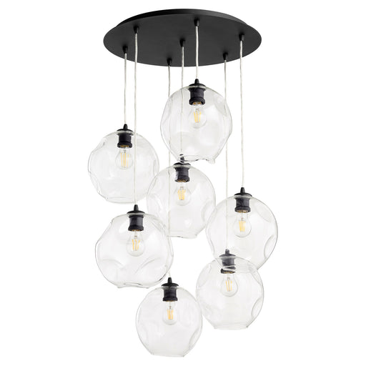 Numen 7 Light Cluster Pendant in Textured Black