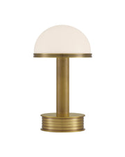 Promenade Cordless Table Lamp in Polished Antique Brass / White