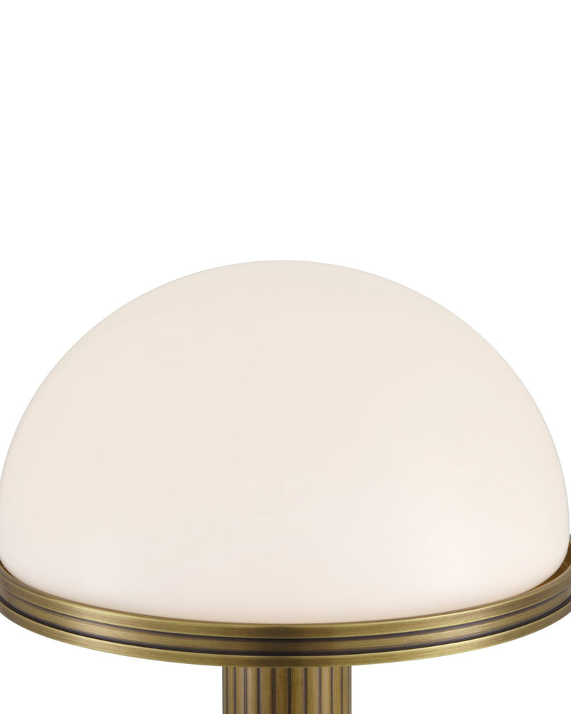 Promenade Cordless Table Lamp in Polished Antique Brass / White