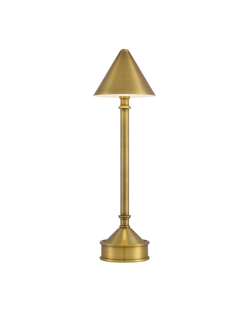 Traipse Cordless Table Lamp in Polished Antique Brass