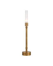 Paseo Cordless Table Lamp in Polished Antique Brass / Frosted