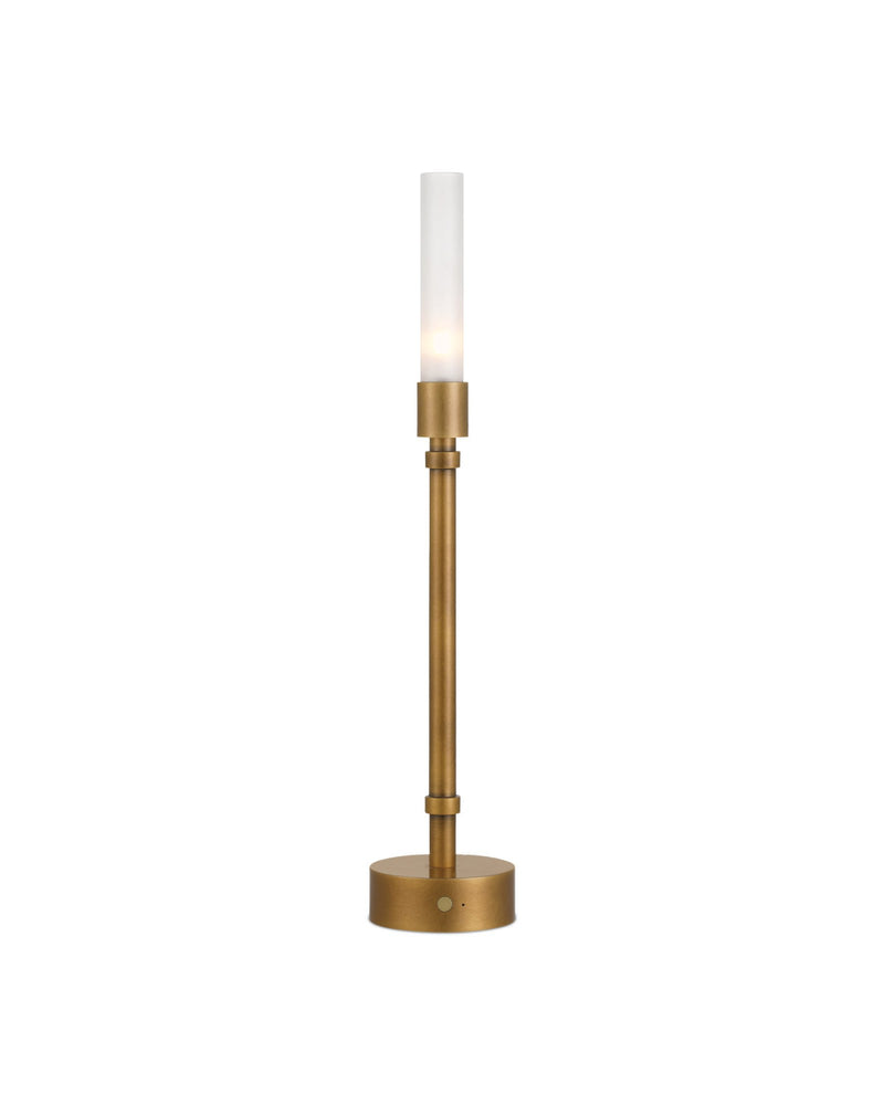 Paseo Cordless Table Lamp in Polished Antique Brass / Frosted