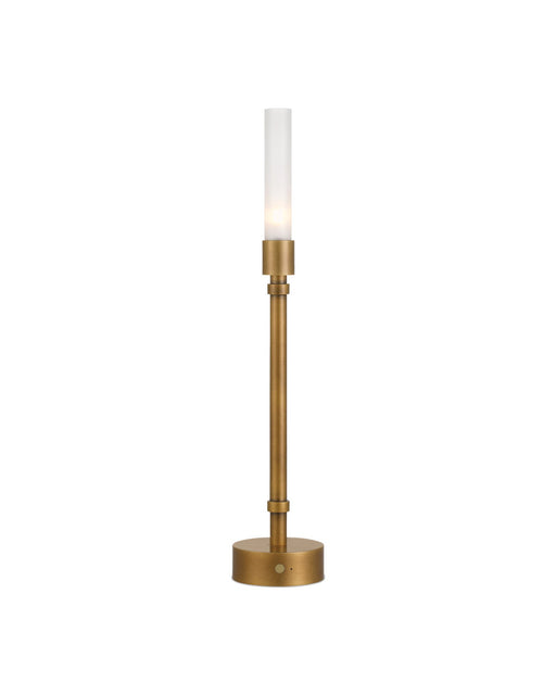 Paseo Cordless Table Lamp in Polished Antique Brass / Frosted