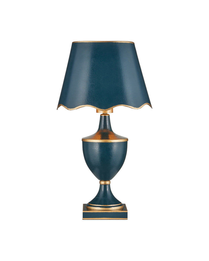 Travelogue Cordless Table Lamp in Navy Crackle / Gold