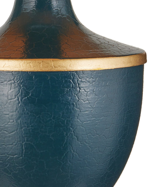 Travelogue Cordless Table Lamp in Navy Crackle / Gold