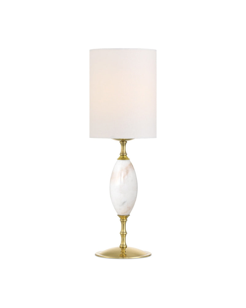 Marche Cordless Table Lamp in White / Polished Brass