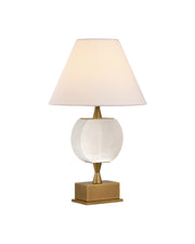 Meandro Cordless Table Lamp in White / Painted Antique Brass