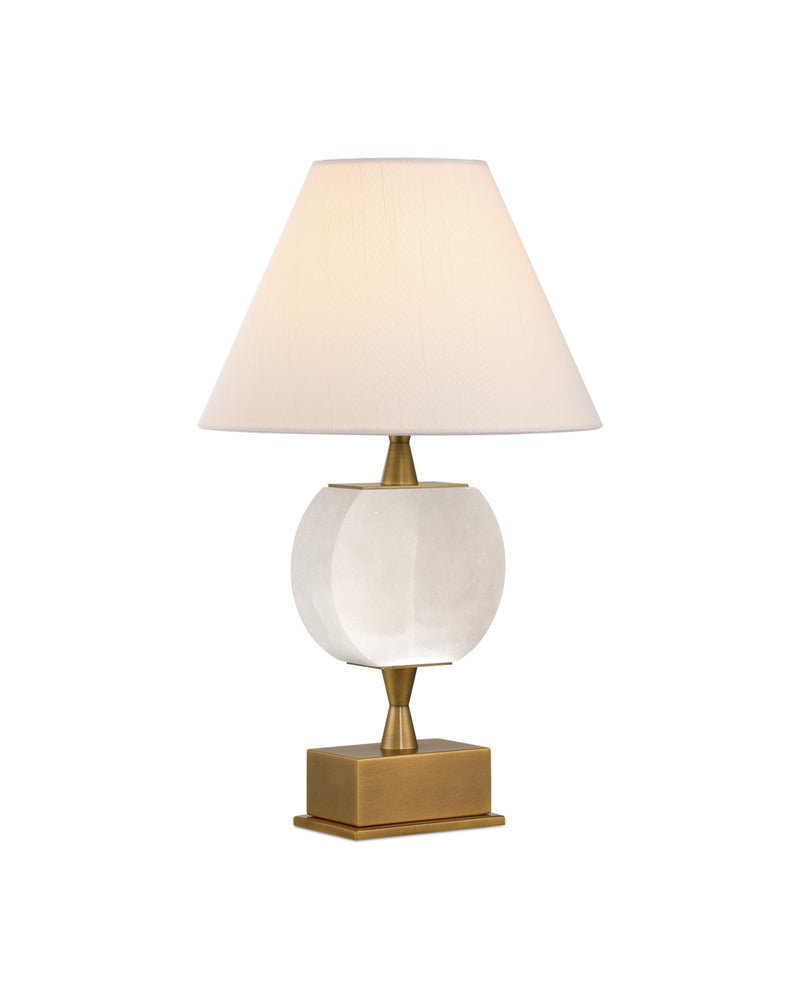 Meandro Cordless Table Lamp in White / Painted Antique Brass