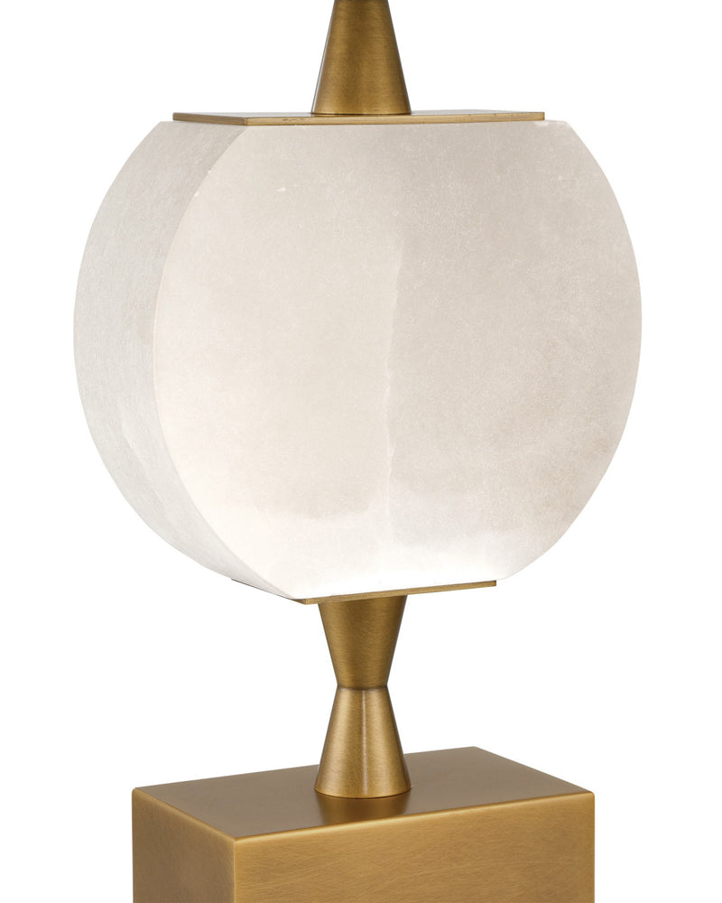 Meandro Cordless Table Lamp in White / Painted Antique Brass