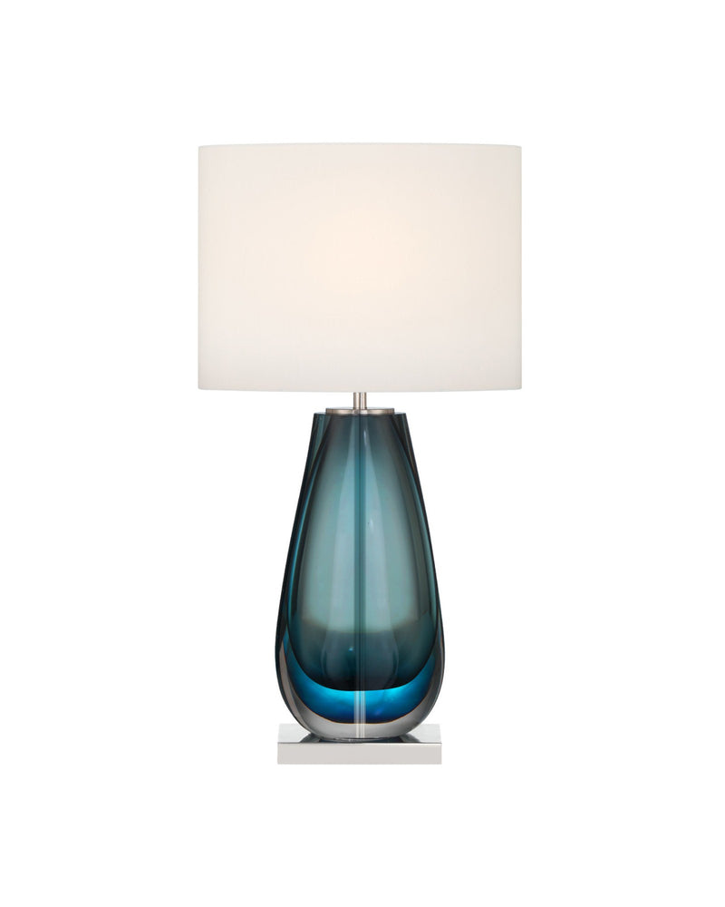 Danza Large Cordless Table Lamp in Blue / Clear / Polished Nickel