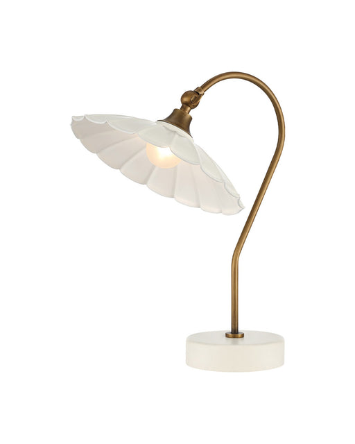 Springe Cordless Table Lamp in White / Painted Antique Brass