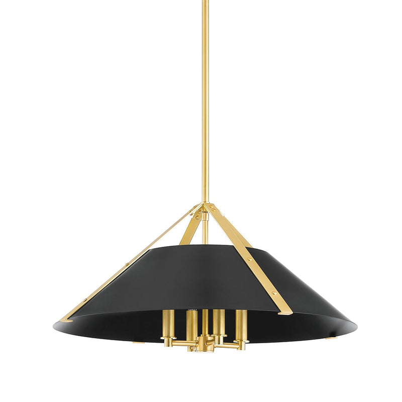 Raymond 4-Light Pendant in Aged Brass / Soft Black
