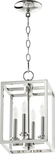 Cuboid 4 Light Mini Chandelier in Polished Nickel