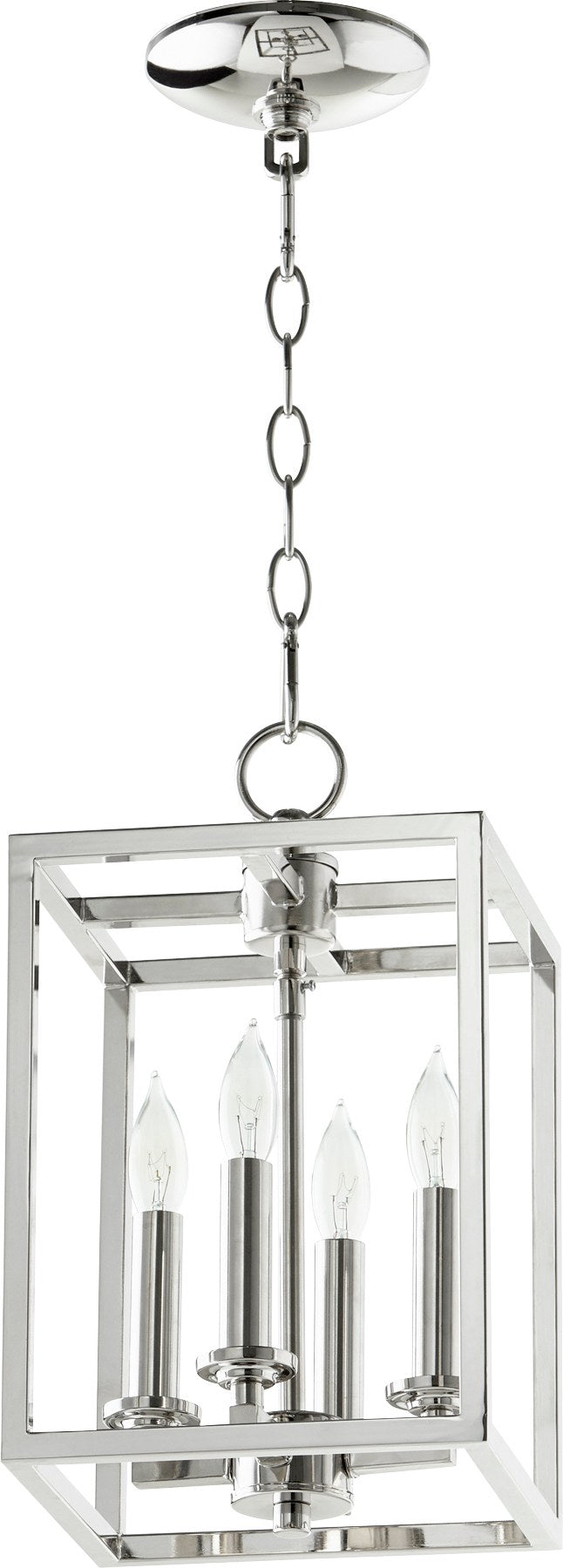 Cuboid 4 Light Mini Chandelier in Polished Nickel