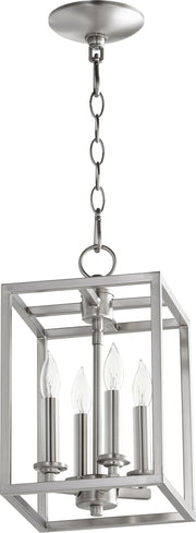 Cuboid 4 Light Mini Chandelier in Satin Nickel