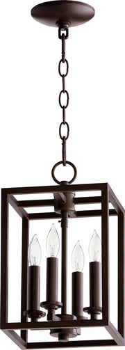 Cuboid 4 Light Mini Chandelier in Oiled Bronze