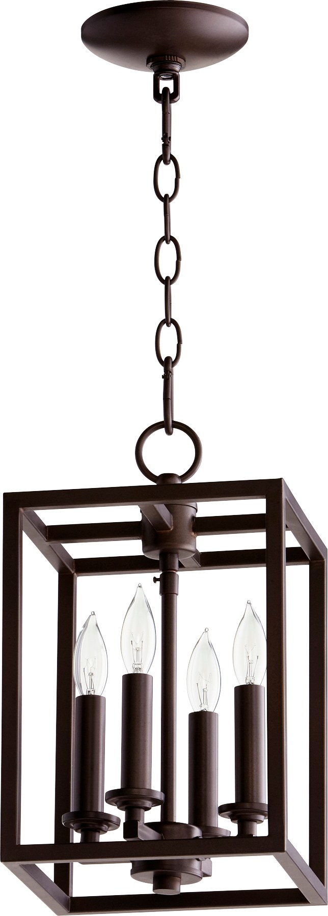 Cuboid 4 Light Mini Chandelier in Oiled Bronze