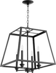 18" 4 Light Geometric Cage Chandelier in Textured Black