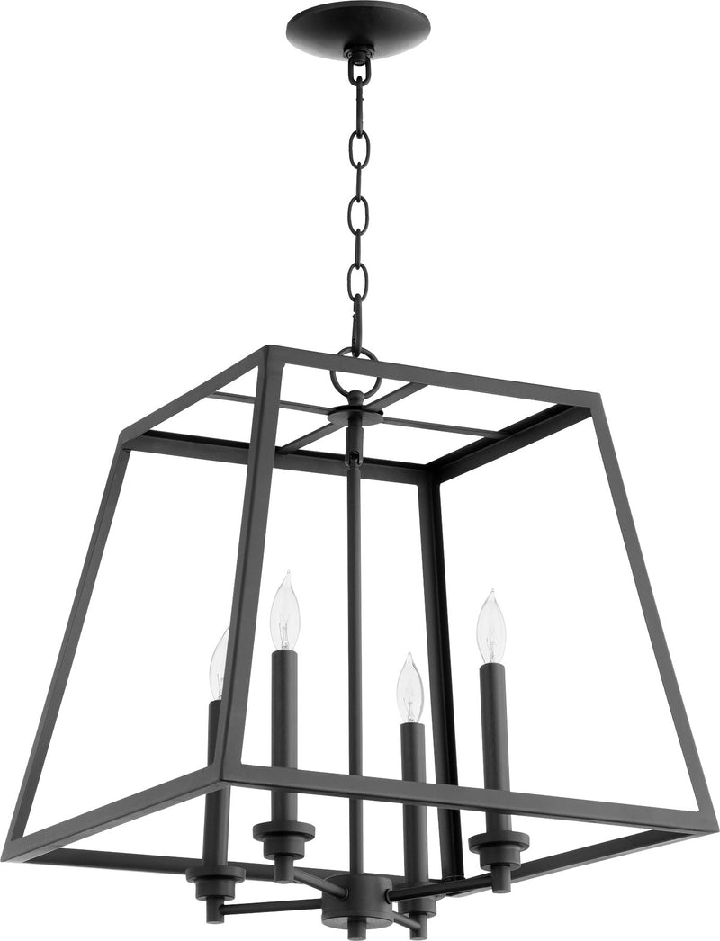 18" 4 Light Geometric Cage Chandelier in Textured Black