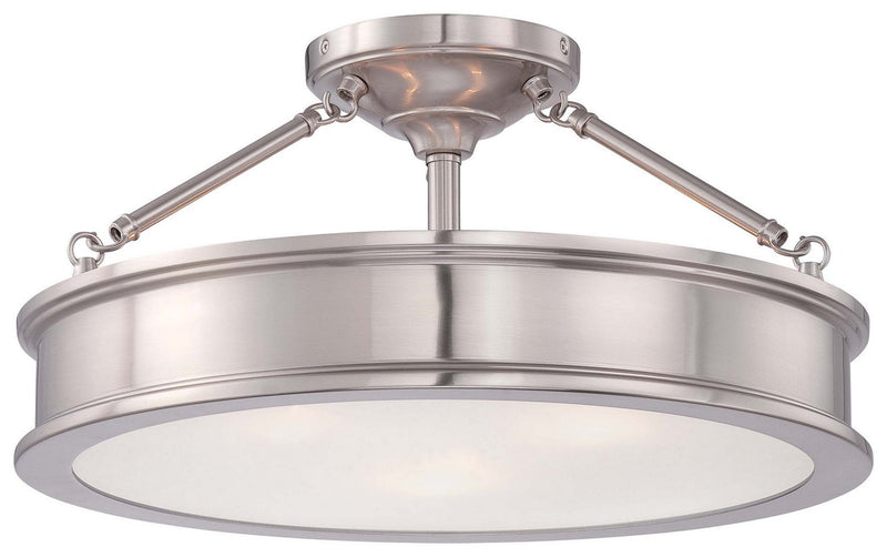 Harbour Point 3-Light Semi-Flush Mount in Brushed Nickel