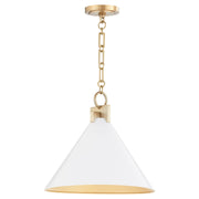 Jackson 16" Cone Pendant in Studio White / Aged Brass