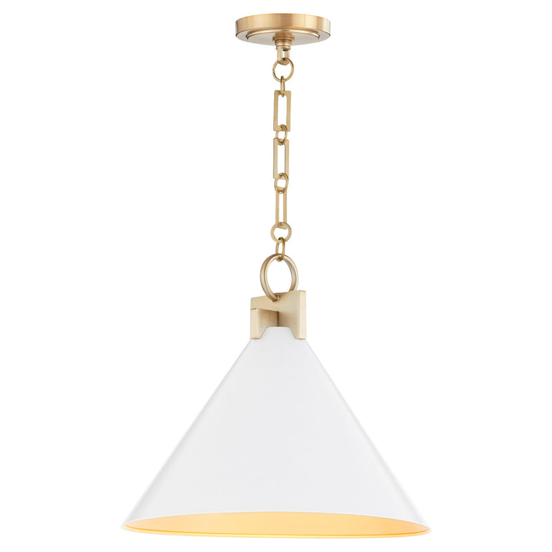 Jackson 16" Cone Pendant in Studio White / Aged Brass