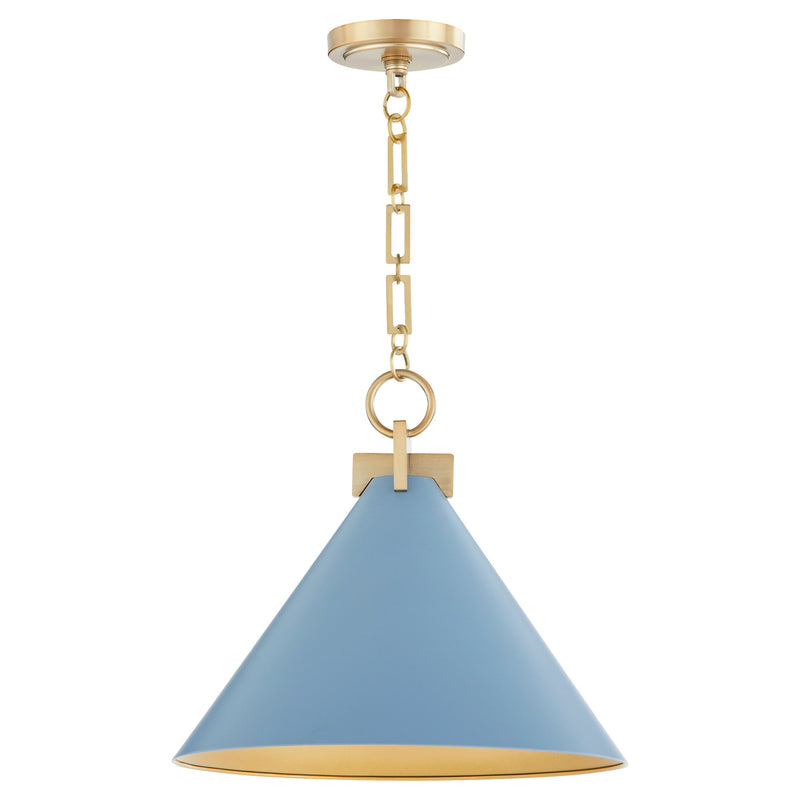 Jackson 16" Cone Pendant in Blue / Aged Brass