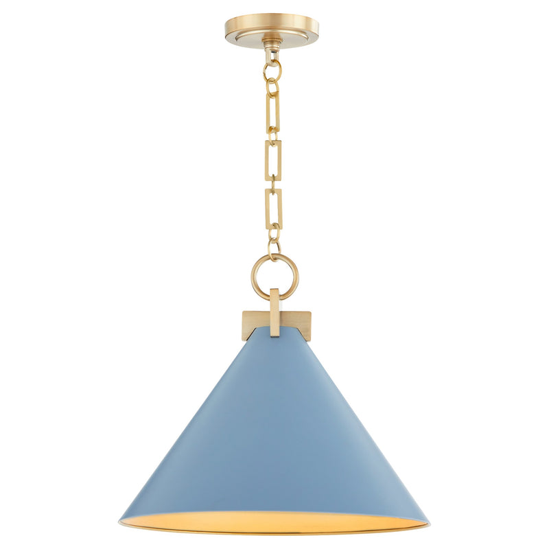 Jackson 16" Cone Pendant in Blue / Aged Brass