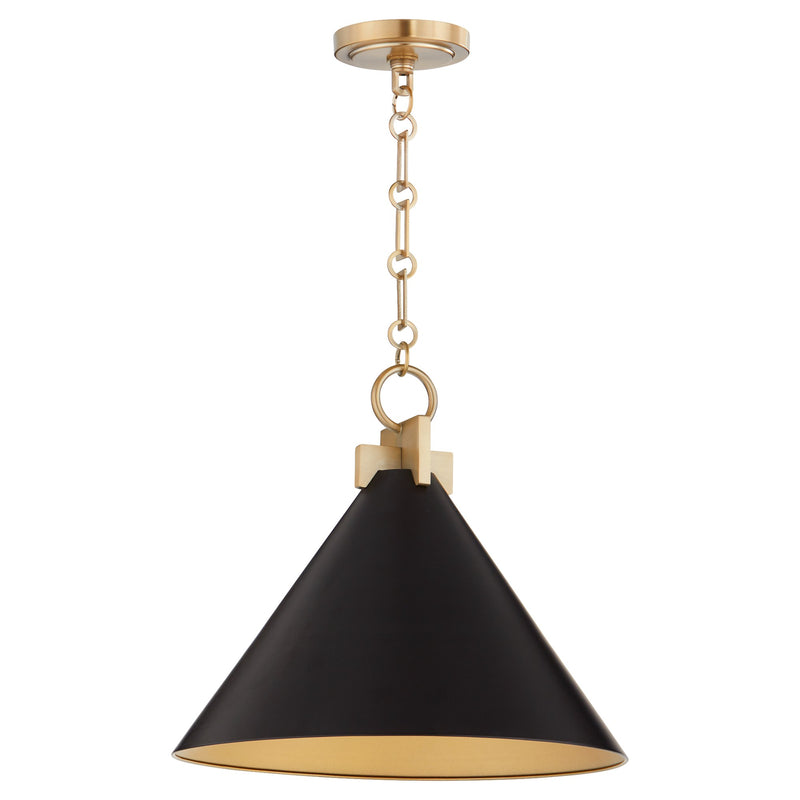 Jackson 16" Cone Pendant in Matte Black / Aged Brass