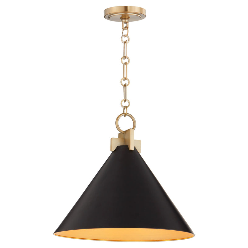 Jackson 16" Cone Pendant in Matte Black / Aged Brass