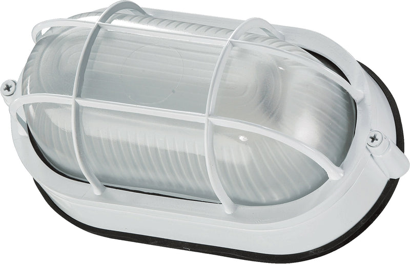 8" Oval Bulkhead Outdoor Ceiling Light in White