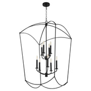Mantle 9 Light Entry Chandelier in Matte Black